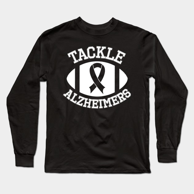 Tackle Alzheimers Purple Ribbon Football Fan Awareness Month Long Sleeve T-Shirt by Shirtsurf